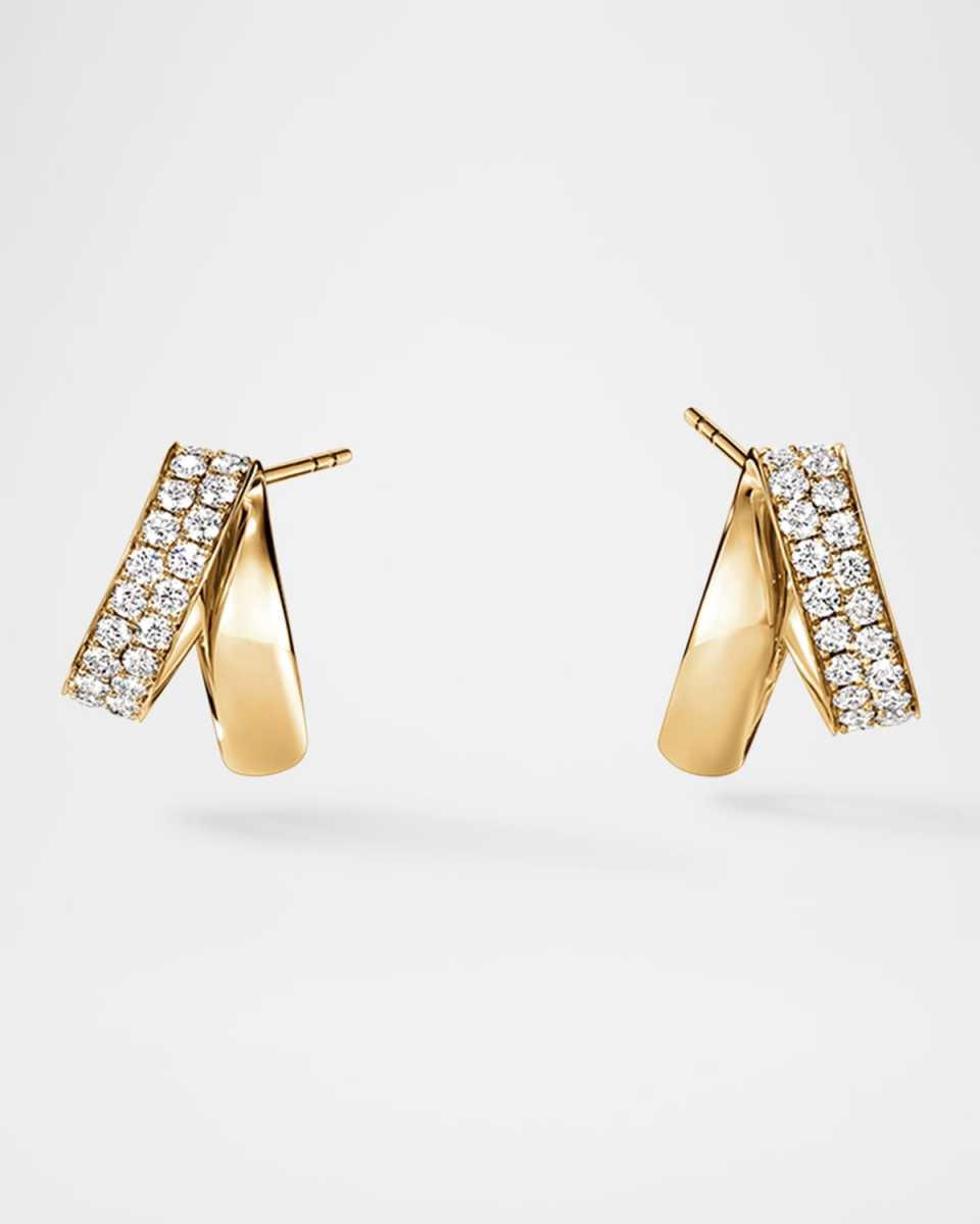 18K Yellow Gold Inside Out Spiral Diamond Earrings